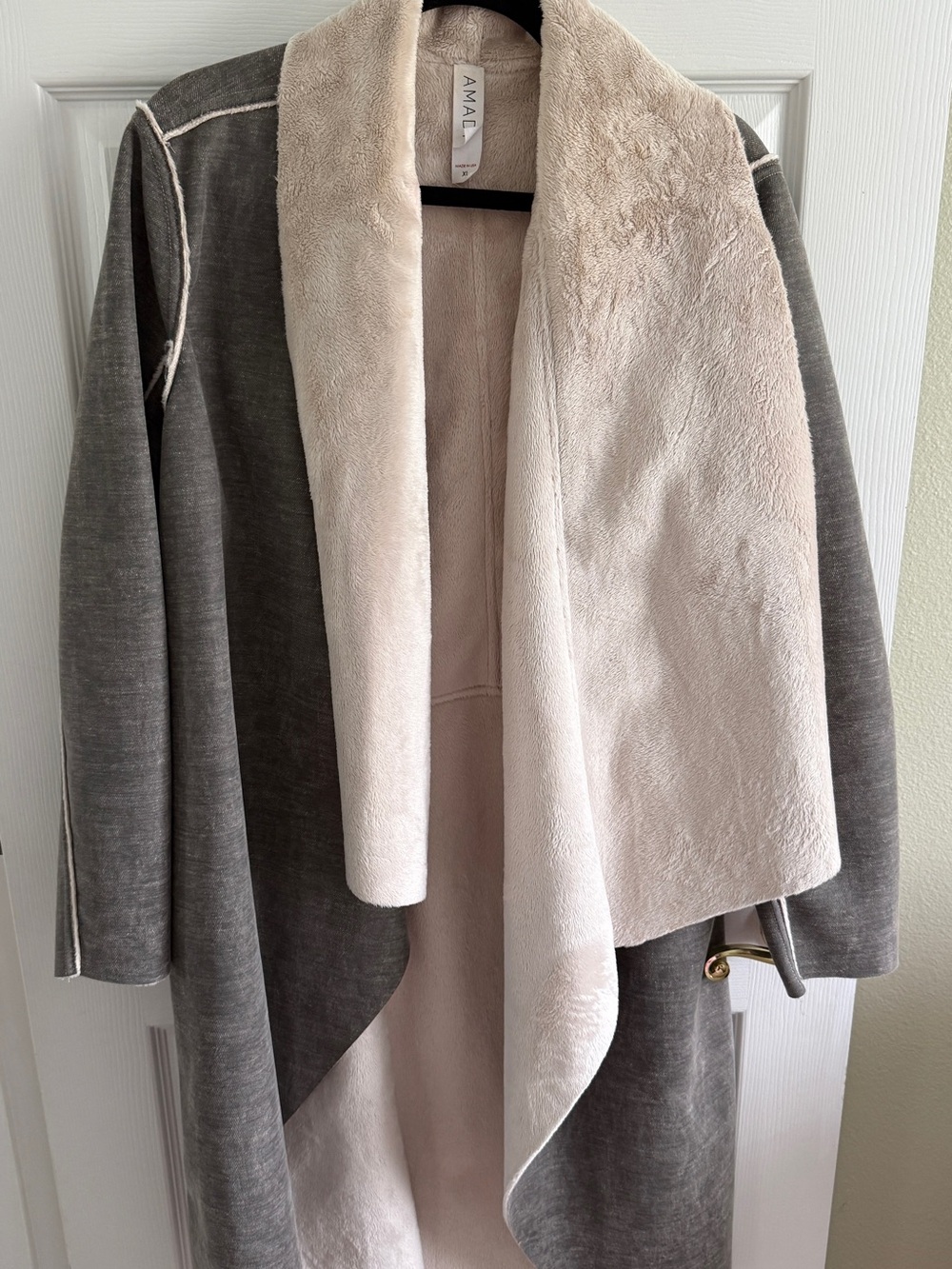 AMADI Faux Fur Lined Open Front Cardigan Coat XL (Anthropologie)